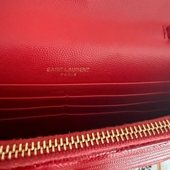 Yves Saint Laurent Red Chevron Crossbody WOC w/ COA - Picture 4 of 12